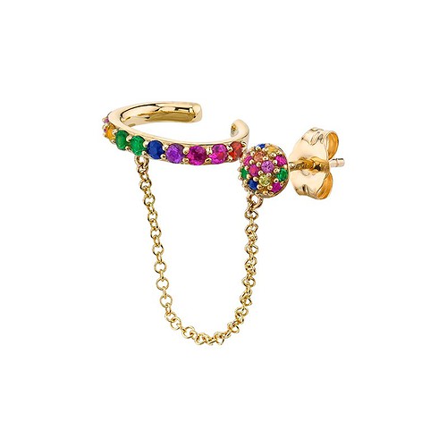 Bunt Zirkonia Ohrring mit Kette