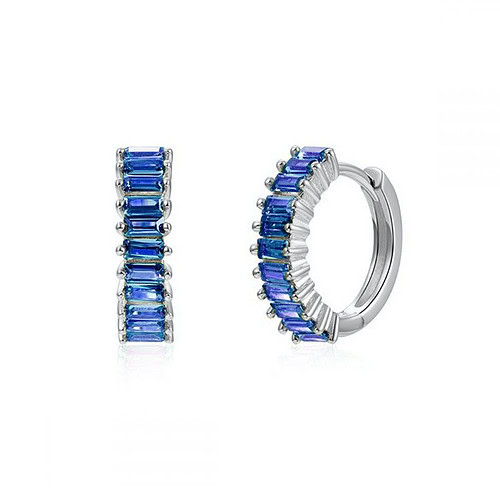 Blaue Ohrringe Creoen Silber 925 Schlicht