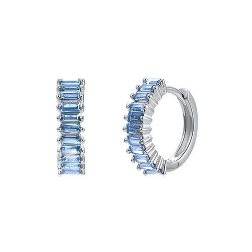Damen blaue Ohrringe Creolen Silber 925