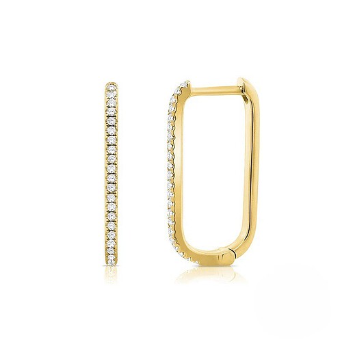 Lang Damen Ohrringe Creolen Gold 750 vergoldet