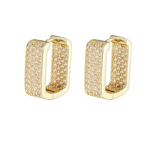 Eckige Creolen gold mit Zirkonia