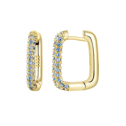 ohrringe gold Creolen mit Hellblau Zirkonia
