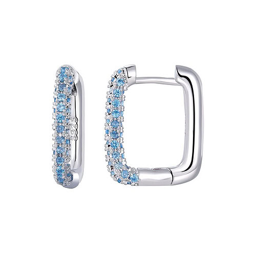 Ohrringe Silber Creolen mit Hellblau Zirkonia