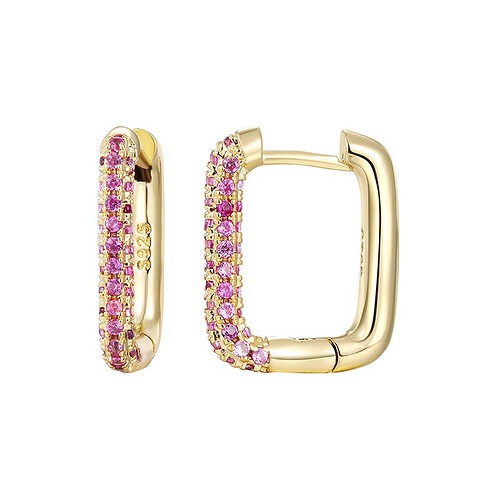 Ohrringe Creolen gold gross mit Rosa Zirkonia
