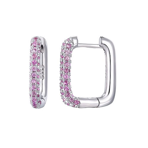 gross silber ohrringe Creolen mit Rosa Zirkonia