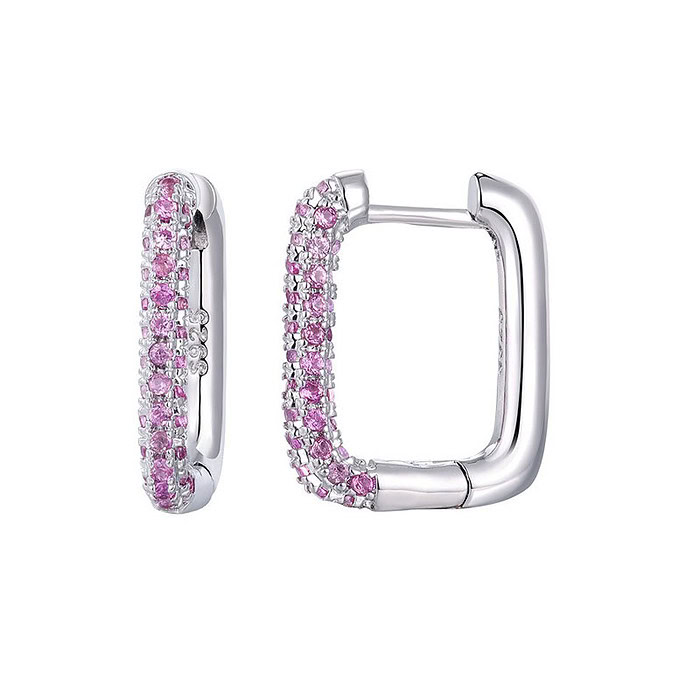 gross silber ohrringe Creolen mit Rosa Zirkonia