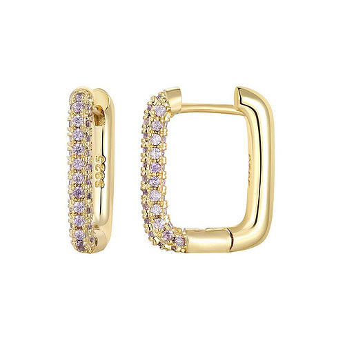Lila Zirkonia Eckige Creolen gold 585