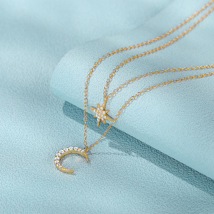 Layering Kette mit Stern Mond