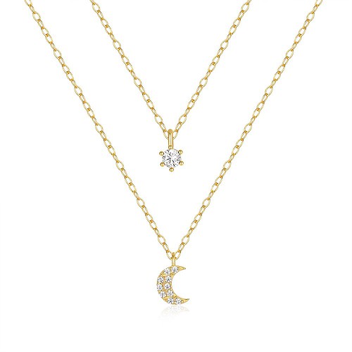 Mond Layering Kette mit Zirkonia