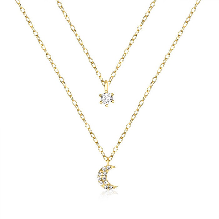 Mond Layering Kette mit Zirkonia