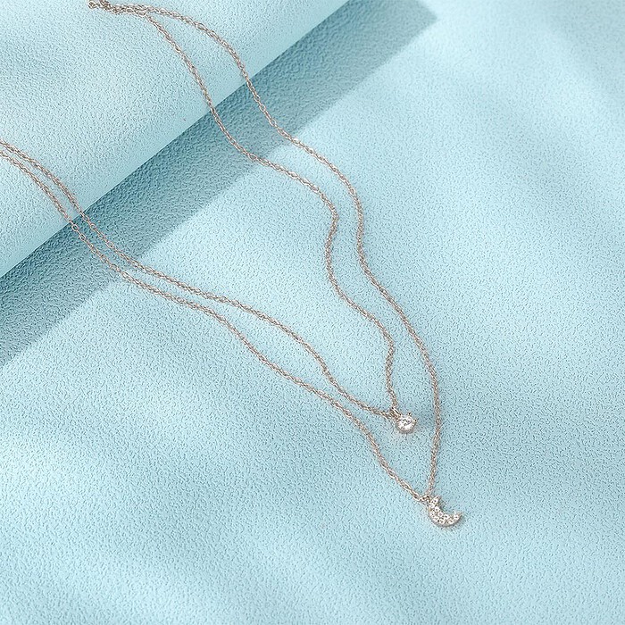 Silber Layering Kette mit Mond