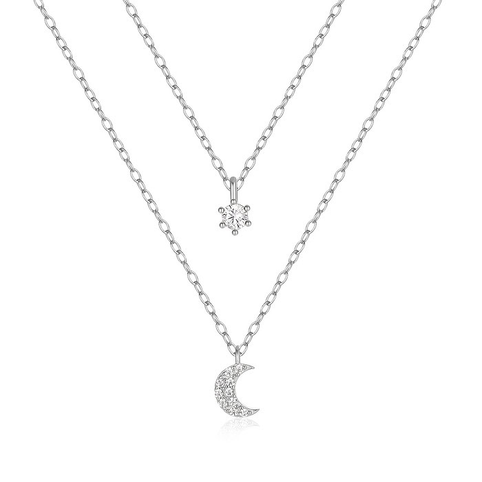Silber Layering Kette mit Mond