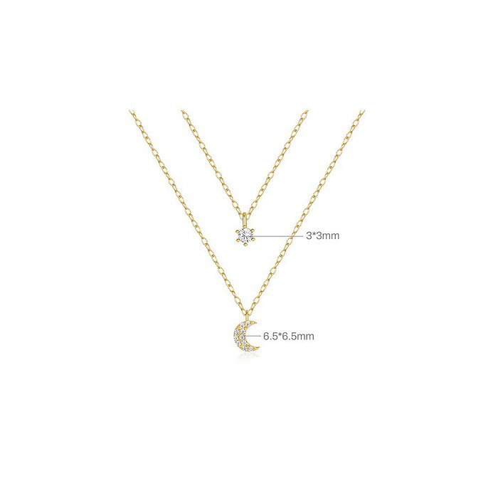 Mond Layering Kette mit Zirkonia
