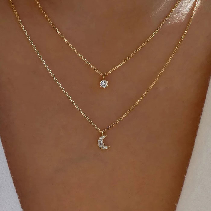 Mond Layering Kette mit Zirkonia