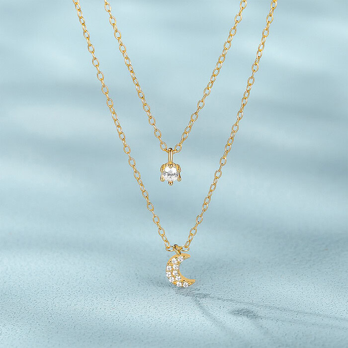 Mond Layering Kette mit Zirkonia