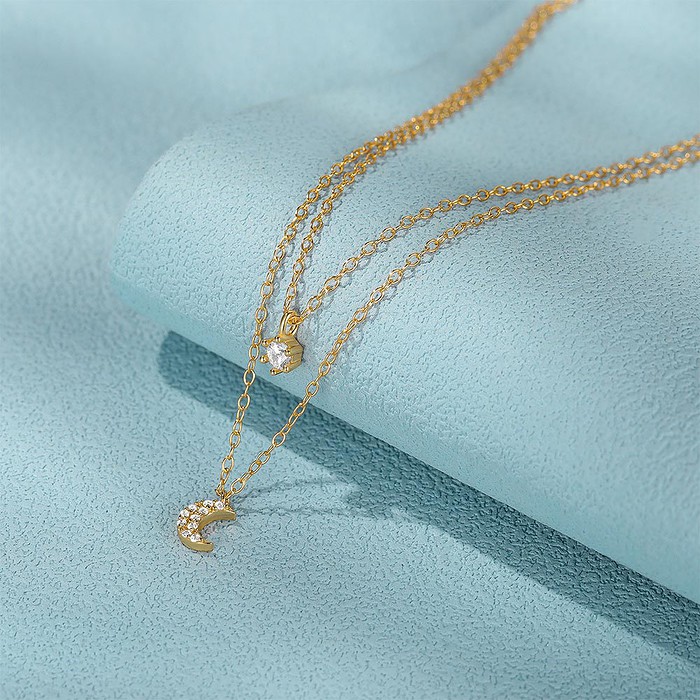Mond Layering Kette mit Zirkonia