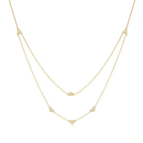 Double Layer Kette mit Zirkonia