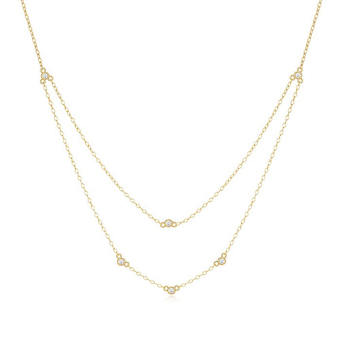 Double Layer Kette mit Zirkonia