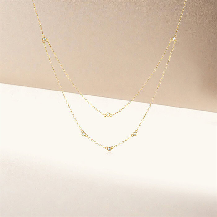 Double Layer Kette mit Zirkonia