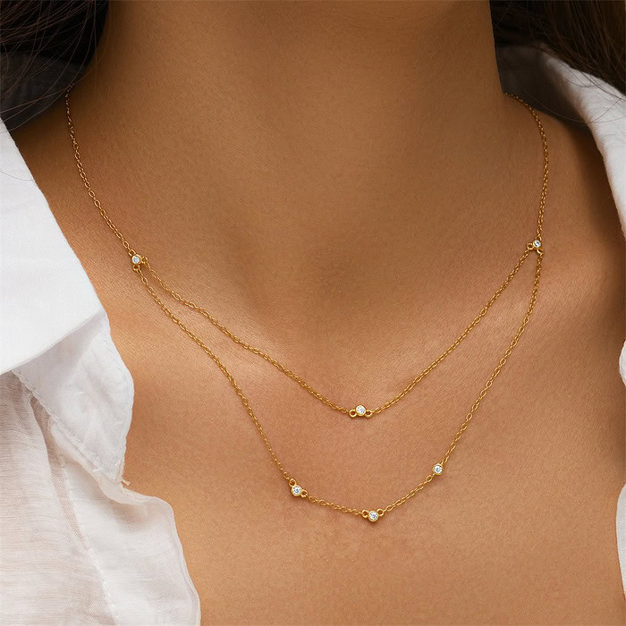 Double Layer Kette mit Zirkonia – Bild 5