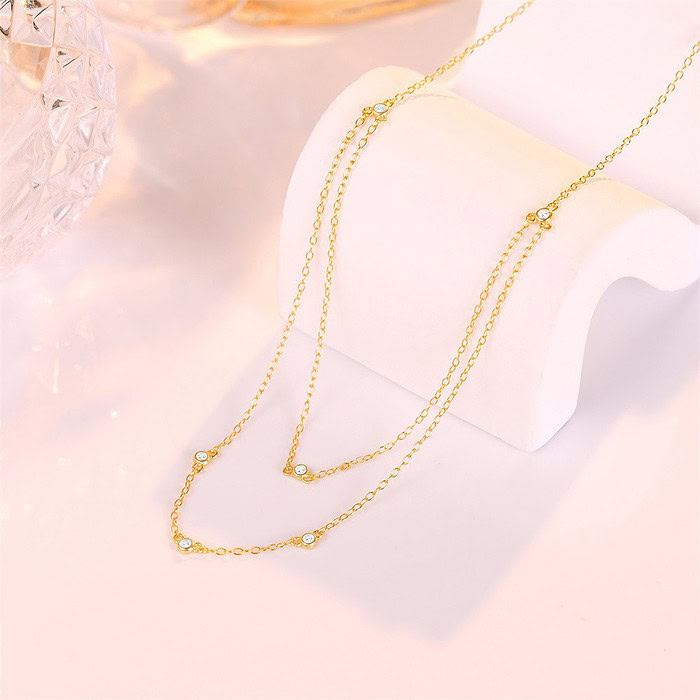 Double Layer Kette mit Zirkonia