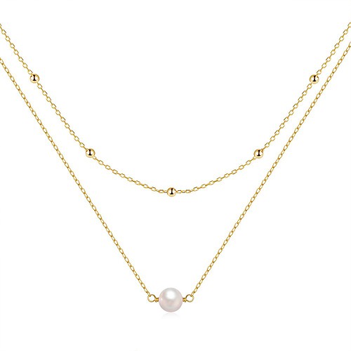 Gold Kette Layering mit Perlen