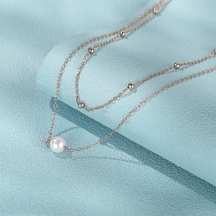 925er Silber Kette Layering mit Perlen