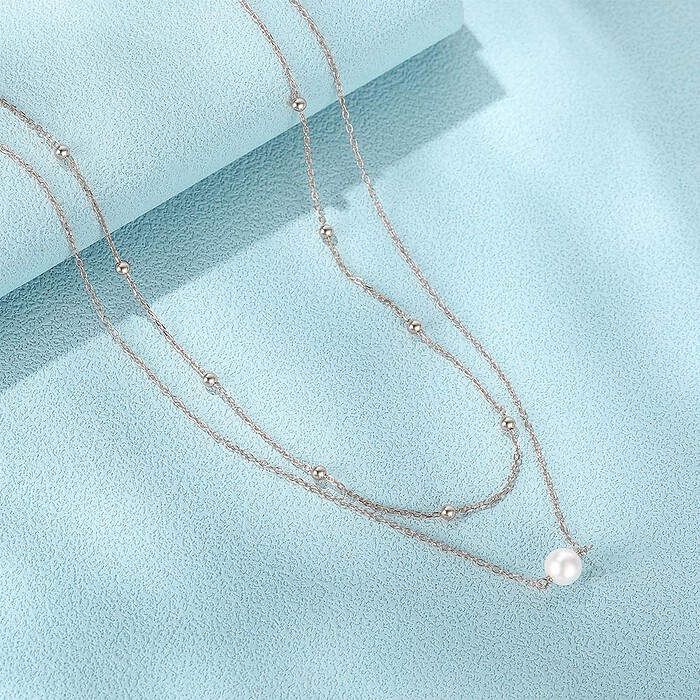 925er Silber Kette Layering mit Perlen