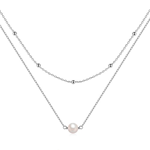 925er Silber Kette Layering mit Perlen
