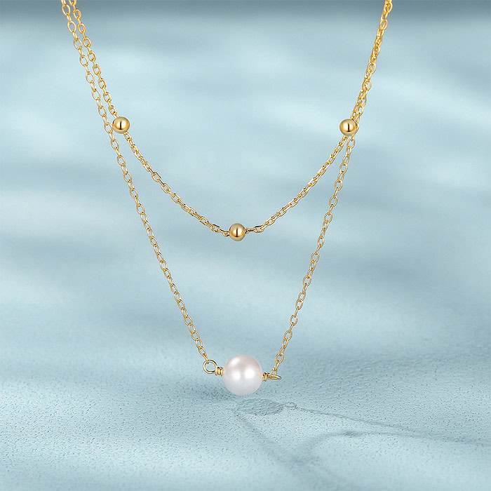 Gold Kette Layering mit Perlen
