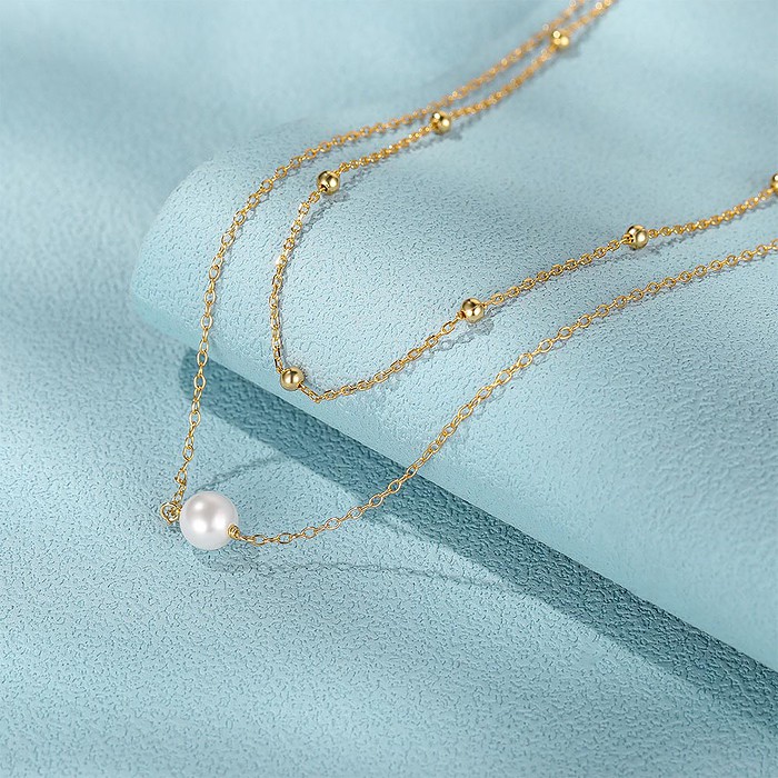 Gold Kette Layering mit Perlen