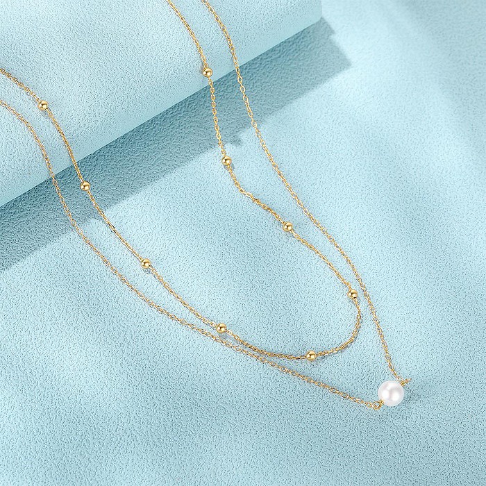 Gold Kette Layering mit Perlen