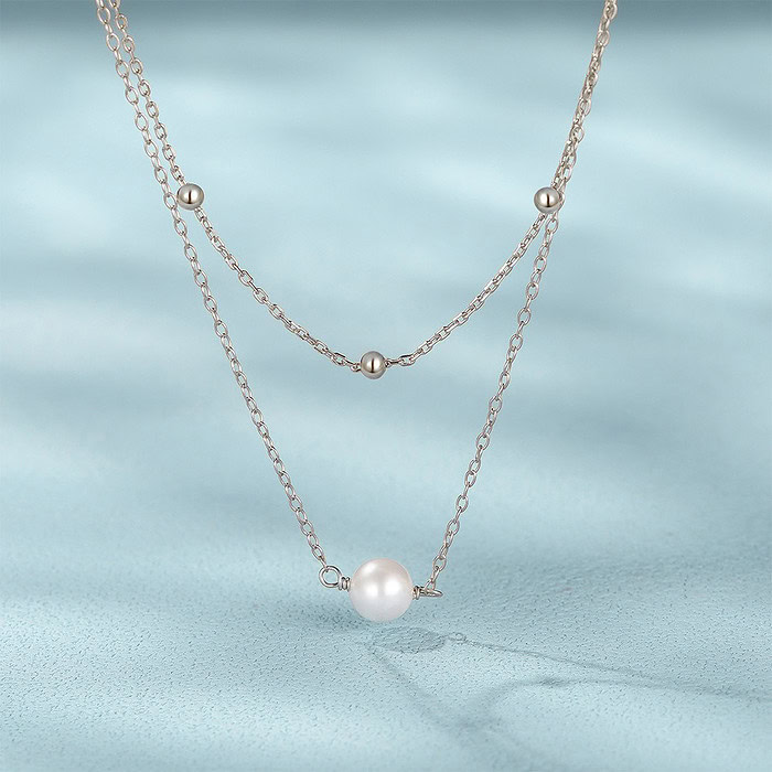 925er Silber Kette Layering mit Perlen
