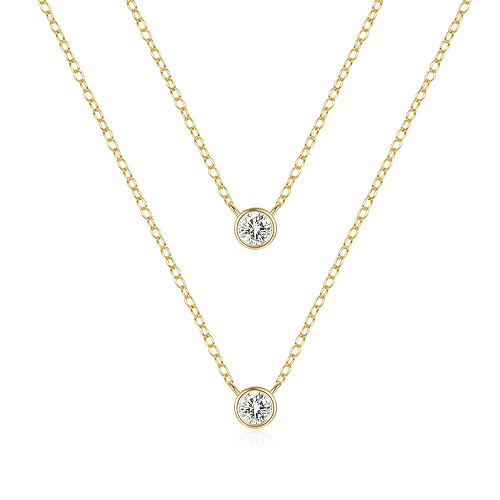 Double Layer Kette mit Zirkonia