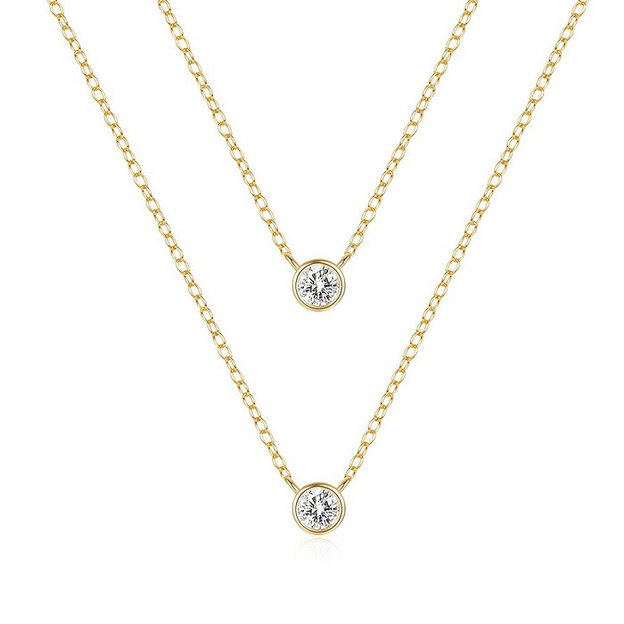 Double Layer Kette mit Zirkonia