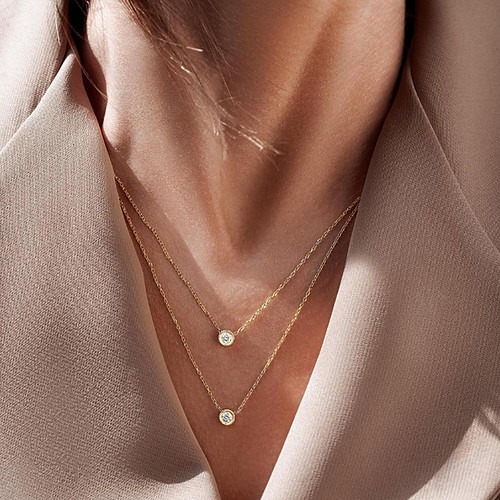 Double Layer Kette mit Zirkonia