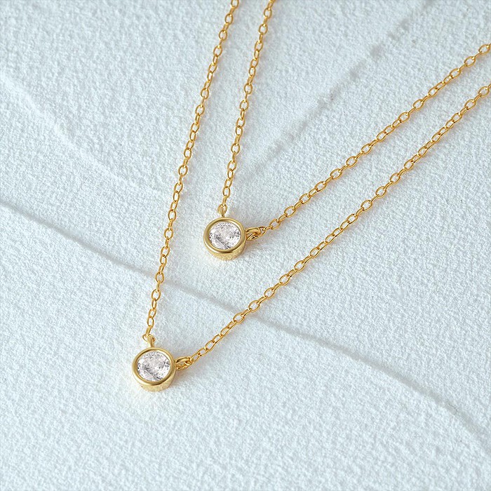 Double Layer Kette mit Zirkonia