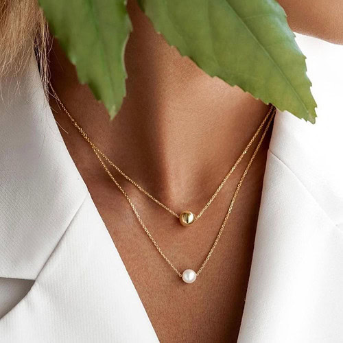Layering Damenkette mit Perlen