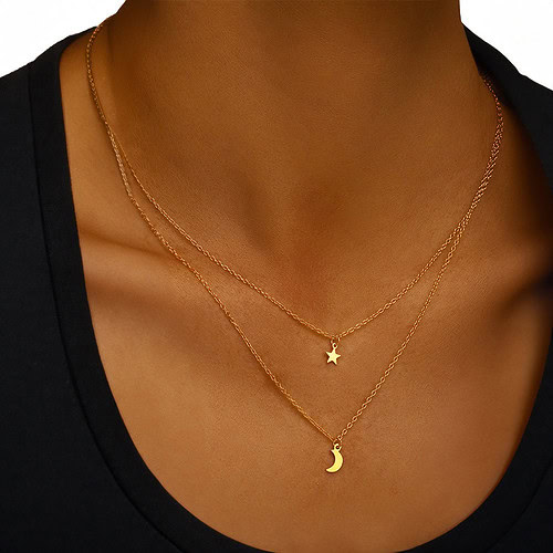 Damenkette mit Mond Sterne