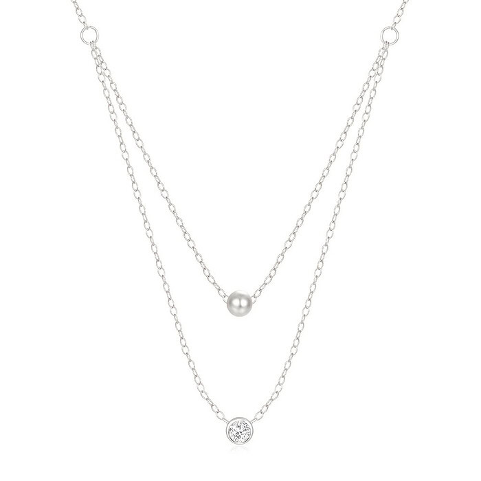 Silber Dünne kette mit Zirkonia