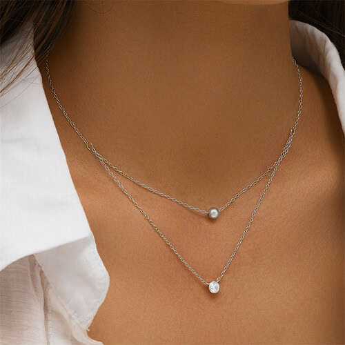 Silber Dünne kette mit Zirkonia