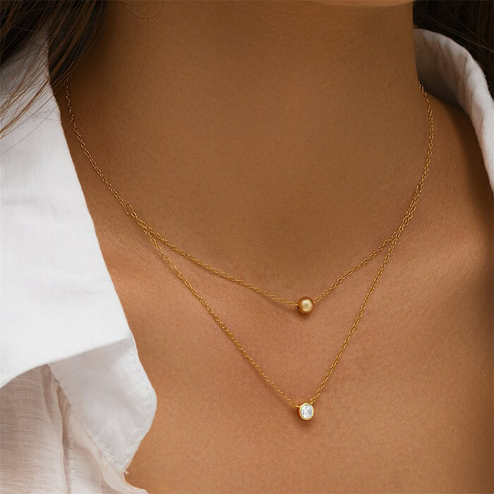 Gold Dünne kette mit Zirkonia