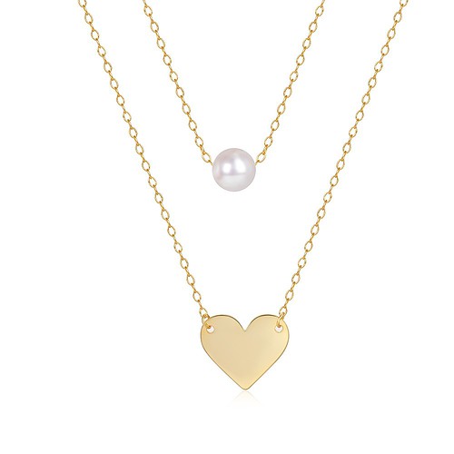 Damenkette mit Herz und Perlen