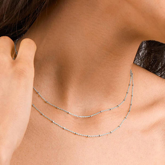 Dünne Silber Double Layer Kette