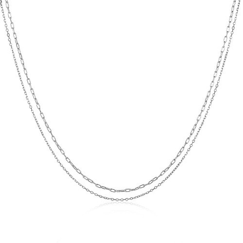 Silber Paperclip Double Layer Kette