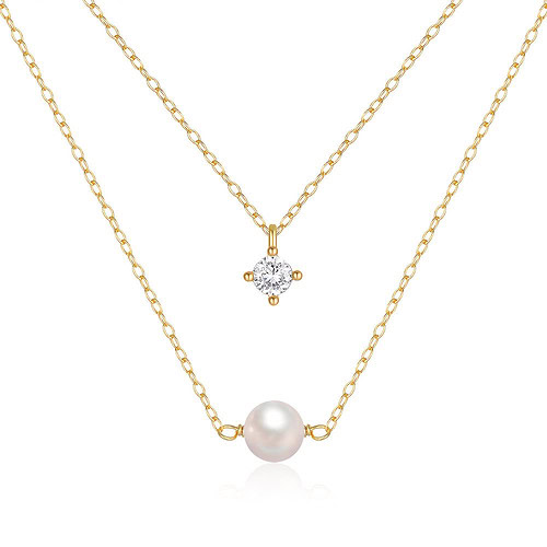 Damenkette mit perle und Zirkonia