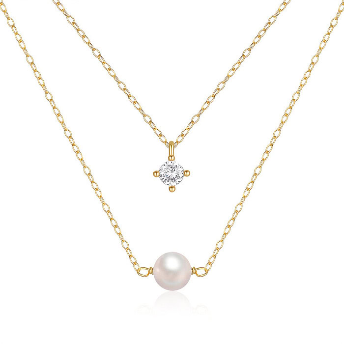Damenkette mit perle und Zirkonia