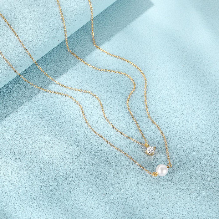 Damenkette mit perle und Zirkonia