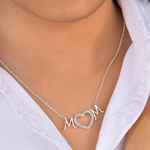 Silber Mama Kette mit Herz