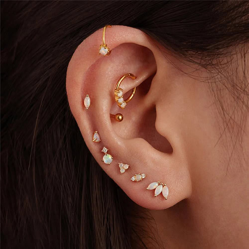 Opal Ohrring Piercing aus Silber
